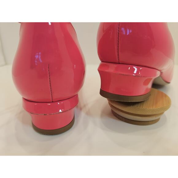 Valentino Garavani 37 Pink Fuchsia Patent Tango Ankle Strap Ballet Low Heel - Picture 10 of 16